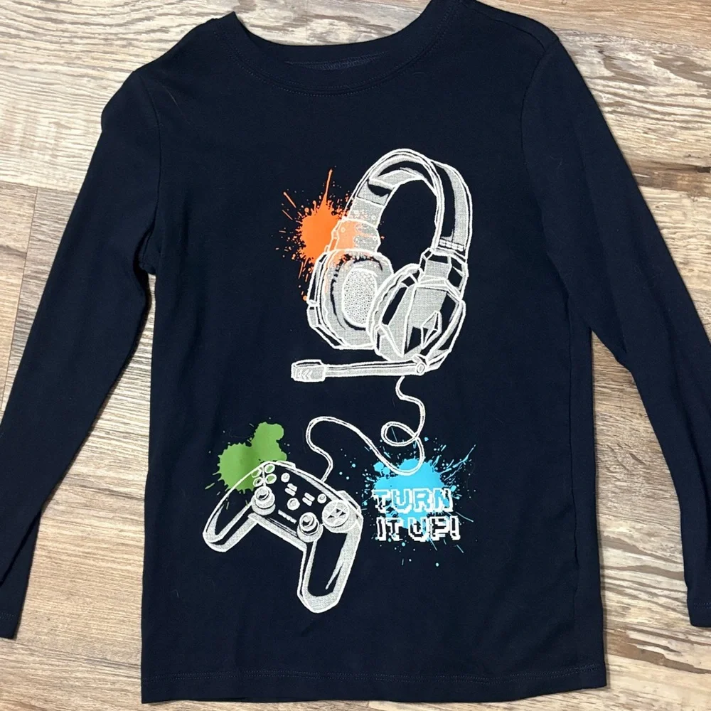 Carter's Navy Blue Gaming Headset Long Sleeve Tee